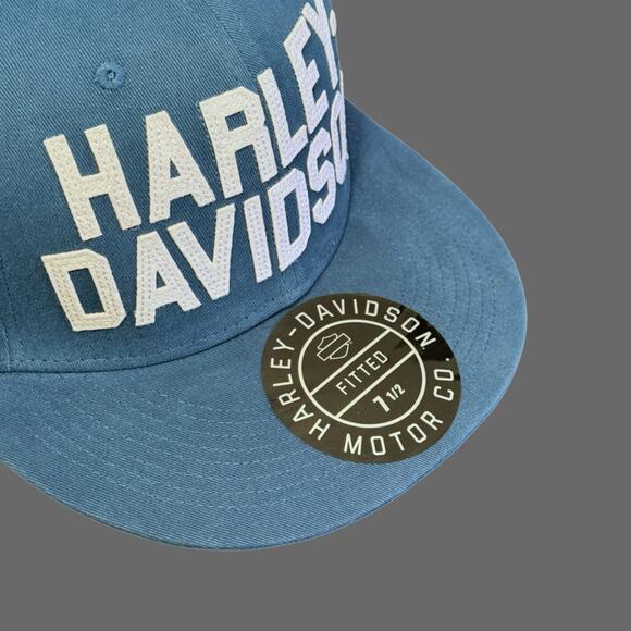 Harley-Davidson Men's H-D Felt Block Fitted Baseball Cap - Blue 99410-22VM NWT - Picture 4 of 9